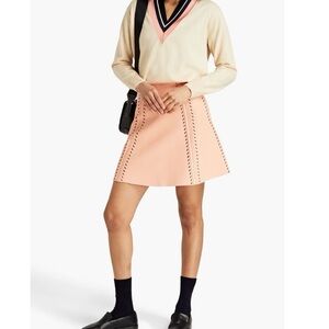 Sandro pointelle knit skater skirt pale pink Sz small